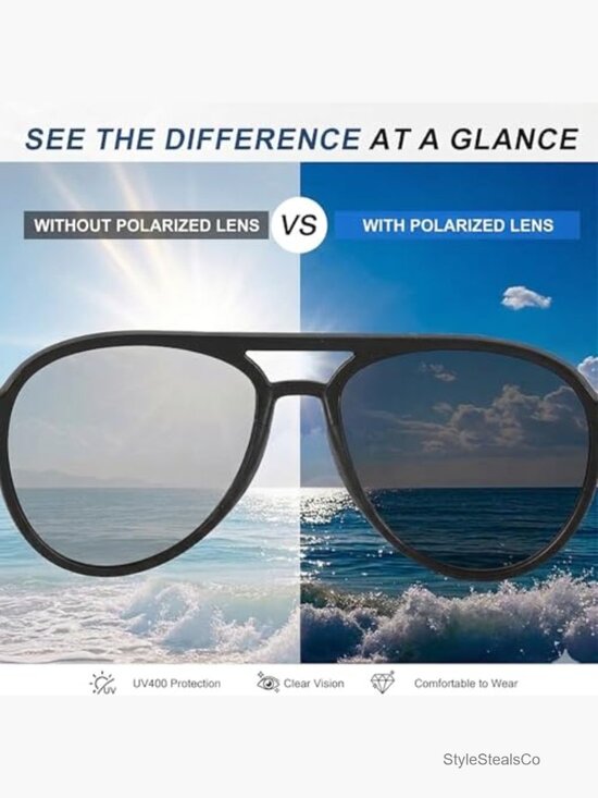 Polarized Aviator Sunglasses, UV400 Protection Lightweight Metal Frame main image 7